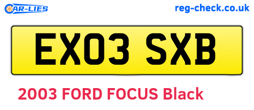 EX03SXB are the vehicle registration plates.
