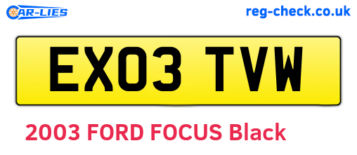 EX03TVW are the vehicle registration plates.