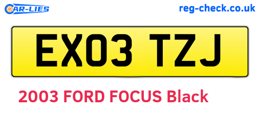 EX03TZJ are the vehicle registration plates.