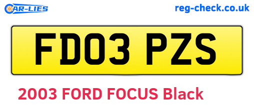FD03PZS are the vehicle registration plates.