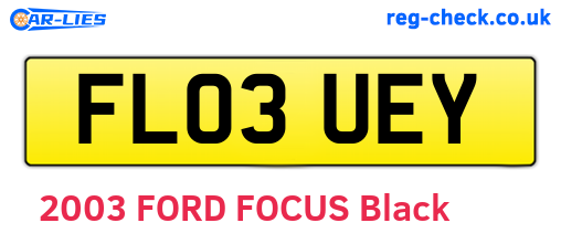 FL03UEY are the vehicle registration plates.