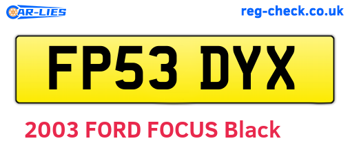 FP53DYX are the vehicle registration plates.