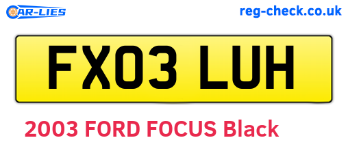 FX03LUH are the vehicle registration plates.