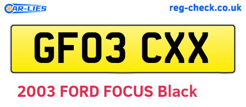 GF03CXX are the vehicle registration plates.