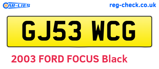GJ53WCG are the vehicle registration plates.