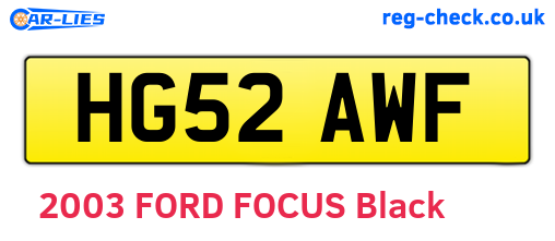 HG52AWF are the vehicle registration plates.