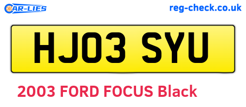 HJ03SYU are the vehicle registration plates.