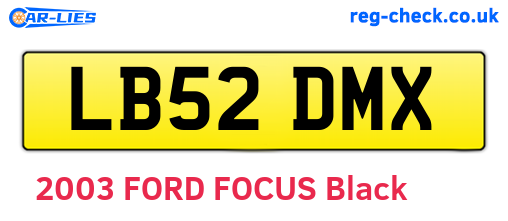 LB52DMX are the vehicle registration plates.