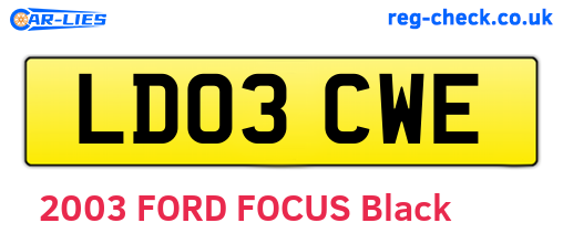 LD03CWE are the vehicle registration plates.