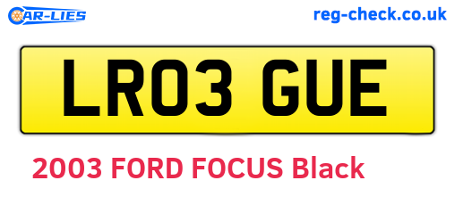 LR03GUE are the vehicle registration plates.