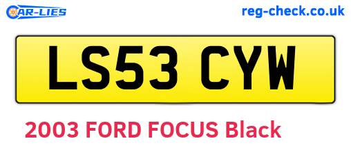 LS53CYW are the vehicle registration plates.