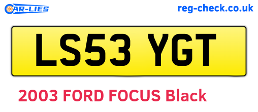 LS53YGT are the vehicle registration plates.
