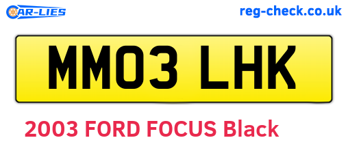 MM03LHK are the vehicle registration plates.