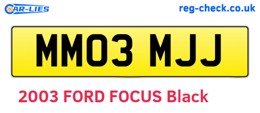 MM03MJJ are the vehicle registration plates.