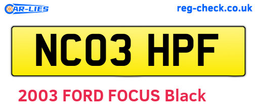 NC03HPF are the vehicle registration plates.