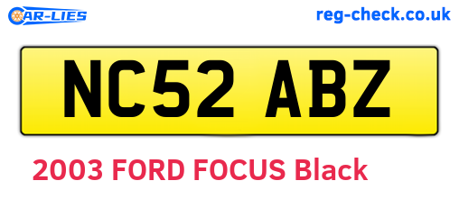 NC52ABZ are the vehicle registration plates.