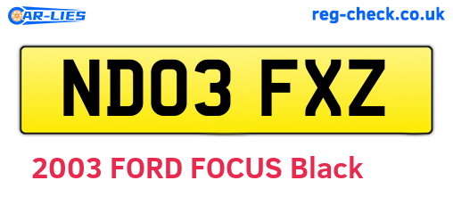 ND03FXZ are the vehicle registration plates.