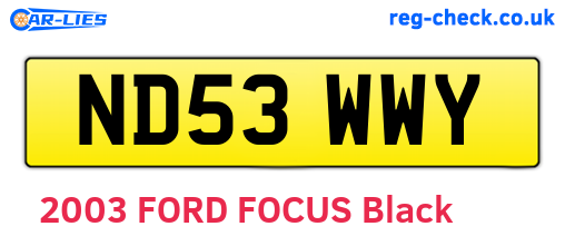 ND53WWY are the vehicle registration plates.
