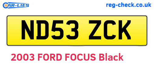 ND53ZCK are the vehicle registration plates.