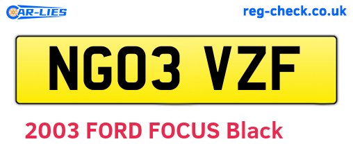 NG03VZF are the vehicle registration plates.