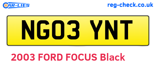 NG03YNT are the vehicle registration plates.