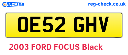 OE52GHV are the vehicle registration plates.