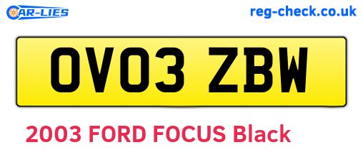 OV03ZBW are the vehicle registration plates.