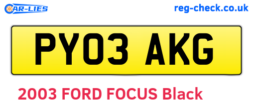 PY03AKG are the vehicle registration plates.