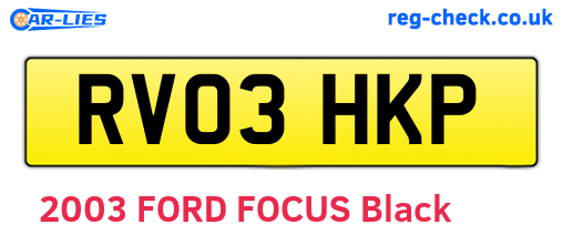 RV03HKP are the vehicle registration plates.