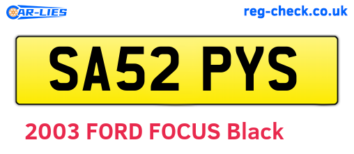 SA52PYS are the vehicle registration plates.
