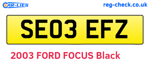 SE03EFZ are the vehicle registration plates.