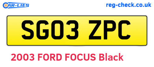 SG03ZPC are the vehicle registration plates.