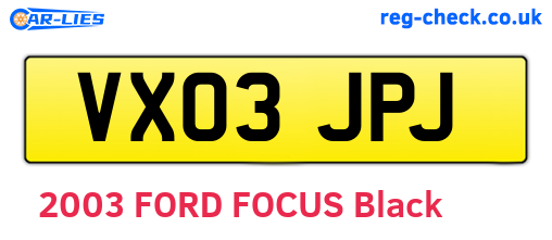 VX03JPJ are the vehicle registration plates.