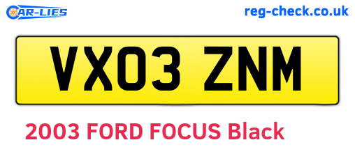 VX03ZNM are the vehicle registration plates.
