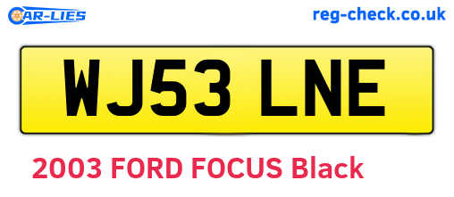 WJ53LNE are the vehicle registration plates.