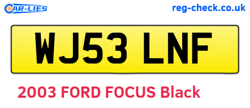 WJ53LNF are the vehicle registration plates.