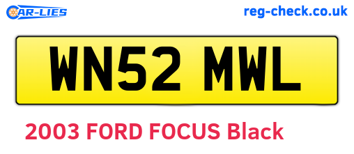 WN52MWL are the vehicle registration plates.