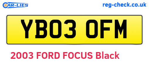 YB03OFM are the vehicle registration plates.