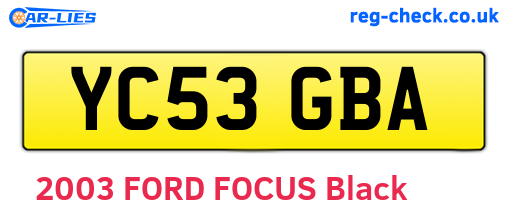 YC53GBA are the vehicle registration plates.