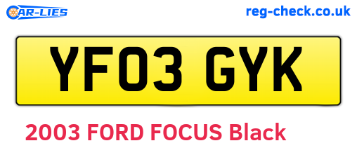 YF03GYK are the vehicle registration plates.
