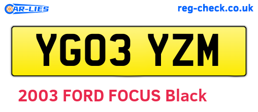 YG03YZM are the vehicle registration plates.