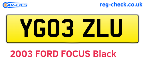 YG03ZLU are the vehicle registration plates.