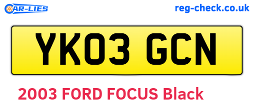YK03GCN are the vehicle registration plates.