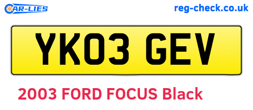 YK03GEV are the vehicle registration plates.