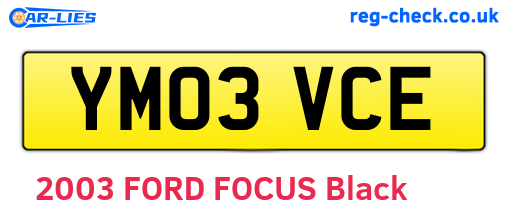 YM03VCE are the vehicle registration plates.