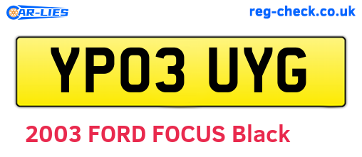 YP03UYG are the vehicle registration plates.