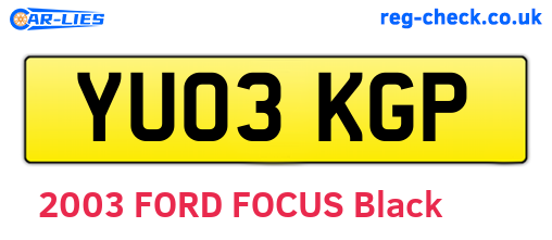 YU03KGP are the vehicle registration plates.