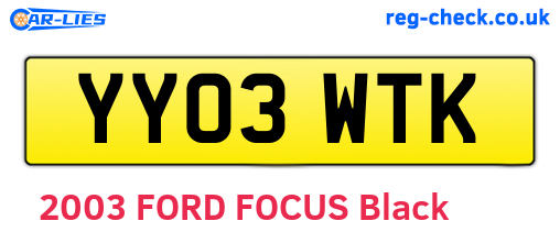 YY03WTK are the vehicle registration plates.