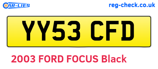 YY53CFD are the vehicle registration plates.