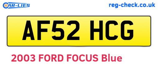 AF52HCG are the vehicle registration plates.